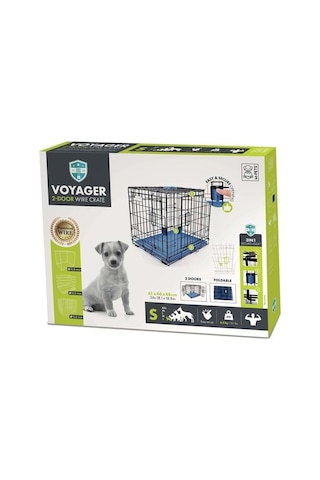 Voyager Köpek Kafesi 2 Kapılı S Mavi 61x46x48cm