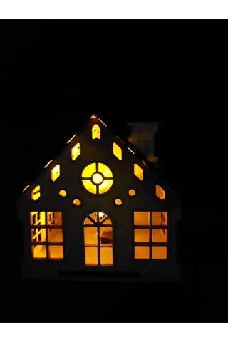 Lavanta Tasarım Işıklı Büyük Dekoratif Ev 5 Beyaz