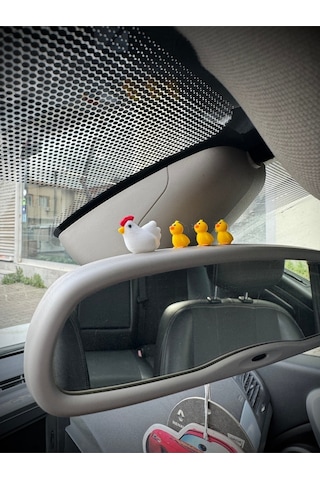 4 Parça Sevimli Tavuk Ailesi Dikiz Aynası Süsü - Ayna Süsü Araba Süsü Torpido Süsü Oto Aksesuar