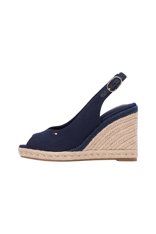 Tommy Hilfiger Flag Lacivert Arkası Açık Espadril Yüksek Dolgulu Sandalet-13188 Lacivert