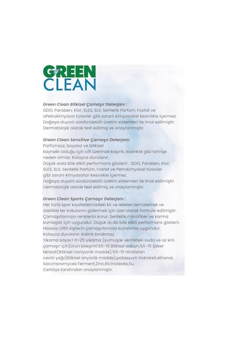 Green Clean Çamaşır Deterjanları 1 L X 3 Ve Rosie Pamuk Hediye 1 L