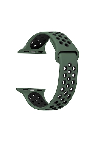 Microsonic Apple Uyumlu  Watch Se 40Mm Sport Band Kordon Yeşil Siyah
