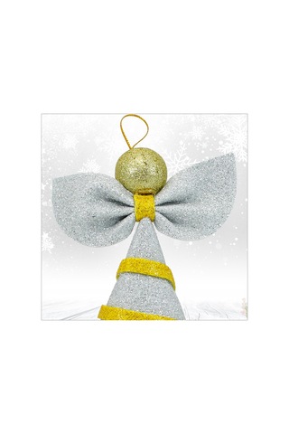 Yılbaşı Ağacı Simli Eva Külah Tepelik, 14cm X 9cm - Gümüş