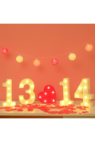 Ulzyvf Suya Dayanıklı Led Parti Işığı, Rakam Pilli, Dekorasyon İçin Parlayan Beyaz - Aa Beyaz