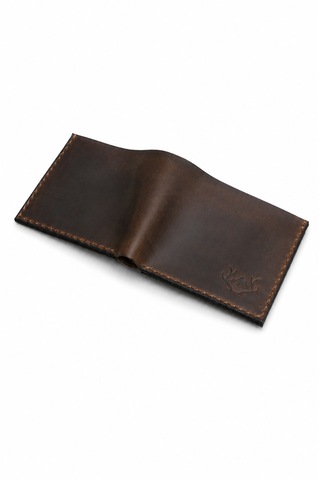 Craft & Luna Hakiki Deri Erkek Cüzdan El Yapımı Bifold Bozuk Para Bölmeli Kişiselleştirilebilir Bones Kahverengi