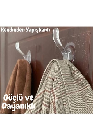 5 Adet Kendinden Yapışkanlı Şeffaf Askılık Güçlü Silikon Yapışkanlı Duvar Ve Kapı Arkası Askı