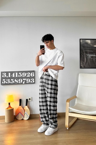 Flaw Beli Lastikli Ekoseli Pijama Gri Gri