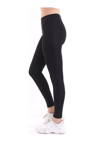 Self Clothing Kadın Siyah Yüksek Bel Dayanıklı Örme Kumaş Toparlayıcı Spor Tayt
