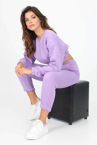 Neşeli Butik Dipmoda Kadın Bisiklet Yaka Yeni Sezon Eşofman Takımı Tb001 Lila