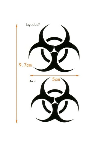 Geçici Dövme Tehlike Işareti Kimyasal Radyoaktif Atık El Kol Bilek Dövmesi Tattoo