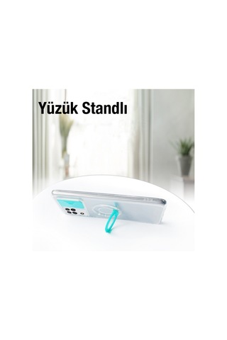 More Tr Sm Galaxy A12 M12 F12 Kılıf Sürgülü Kamera Lens Korumalı Yüzük Standlı Silikon Kılıf Siyah