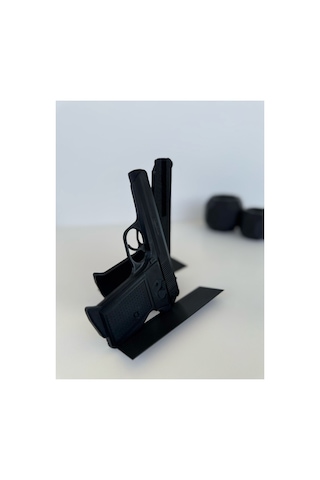 Pistol Silah Tasarım Kitap Tutucu İkili Siyah Kitaplık Aksesuarı