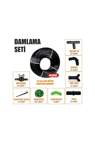 400 Metre Damla Sulama Sistemi Seti Damlama Hortumu Ve Ek Parçaları Bahçe Ağaç Fidan Sebze Sulama Ekipmanları Damlama Borusu