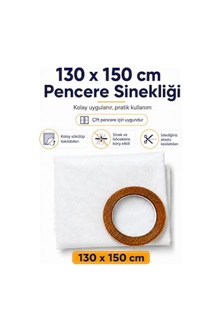 130x150 5,6 Metre Cırt Bantlı Sökülüp Kesilebilir Takılabilen Çift Kanat Sineklik