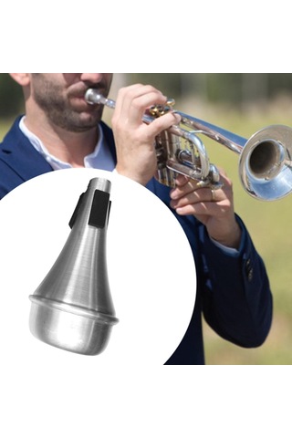 Homyl Trompet Düz Susturucu Alüminyum Alaşımlı Caz Gümüş