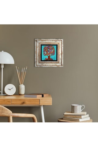 Pinecone Stone Karla Gerard Hayat Ağacı Taş Duvar Tablosu - Çerçeveli Taş Tablo - Dekoratif Duvar Sanatı - Modern