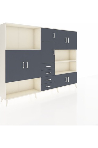 Arges Dolap 9 Raflı 4 Çekmeceli 8 Kapaklı 220x30x163 Aytaşı-antra Aytaşı-antrasit