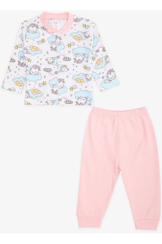 Breeze Kız Bebek Pijama Takımı Uykucu Unicorn Desenli 4 Ay-1 Yaş, Beyaz-beyaz Beyaz