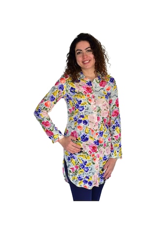 Kadın Gül Desen Viscon Gömlek Bgl-st04241 Pembe