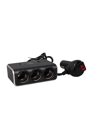 Sh Olesson 1639 12-24v 3lü Çift Usbli 120w 80cm Kablolu Dijital Ekranlı Araç Çakmak Çoklayıcı Najmaddin