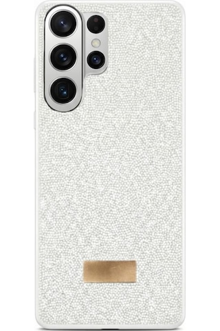 Samsung Uyumlu S26 Ultra Darbe Dayanıklı Işıltı Taş Detaylı Melt Silikon Kılıf Beyaz