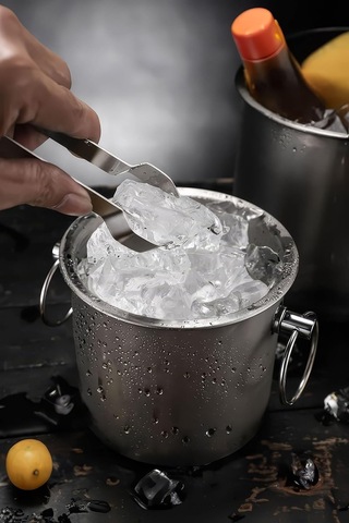 Çelik Tek Cidarlı 1250 Ml Maşalı Elekli Buz Kovası Buzluk Cin877 Diğer
