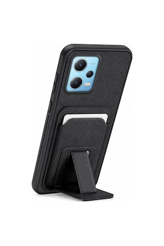 Xiaomi Redmi Note 12 Pro 5g Kılıf Flexstand Kartlıklı Silikon Kılıf Siyah