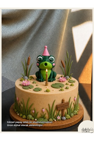 Dailyboo Creates Mum Üfleyen Kurbağa Pasta Süsü-doğum Günü,parti,pasta Süsleme-figür Oyuncak 0 - 20