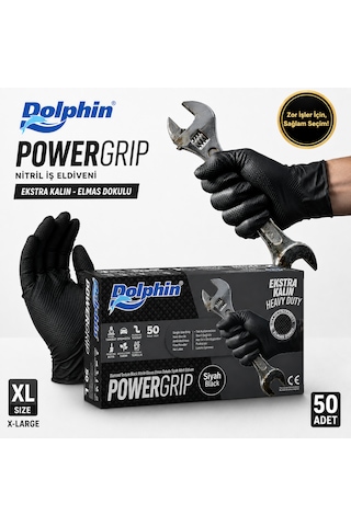 Dolphin Nitril Powergrip Ekstra Kalın Elmas Dokulu İş Eldiveni Xl 50'li Paket Dolphin Nitril Powergrip Ekstra Kalın Elmas Dokulu İş Eldiveni Xl 50'li Paket