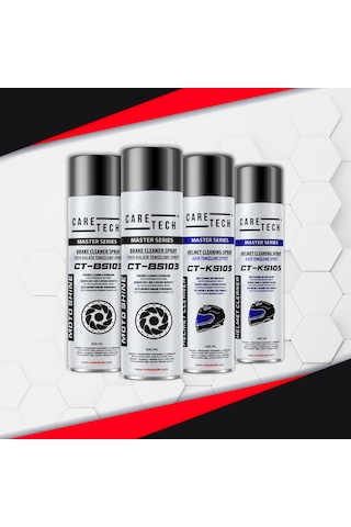 CT-SET4-C Motosiklet Fren Balata Kask Parlatma Temizleme Spreyi 4'lü Bakım Seti Sprey