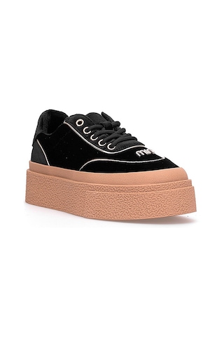 Guja 25k330 Kadın Hakiki Deri Klasik Sneaker Siyah Siyah