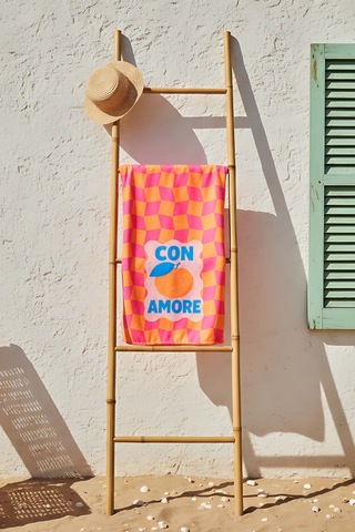Con Amore Çizgili Plaj Havlusu 70x150 Cm Pembe