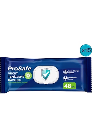 Prosafe Hasta Vücut Temizleme Islak Mendil Havlu 48'li x 15