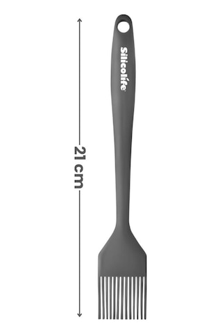 Silicolife Yumurta Fırçası, Isıya Dayanıklı Yanmaz Yapışmaz Tek Parça Silikon Fırça 21cm Antrasit
