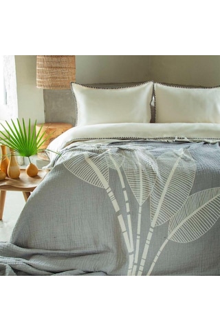 Apricitas Home Muslin Çift Kişilik Yatak Örtülü Nevresim Takımı June Gri