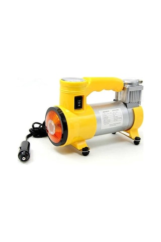 Niken Metal Gövdeli Sarı ışıklı Mini Oto Araç Hava Kompresörü 12V
