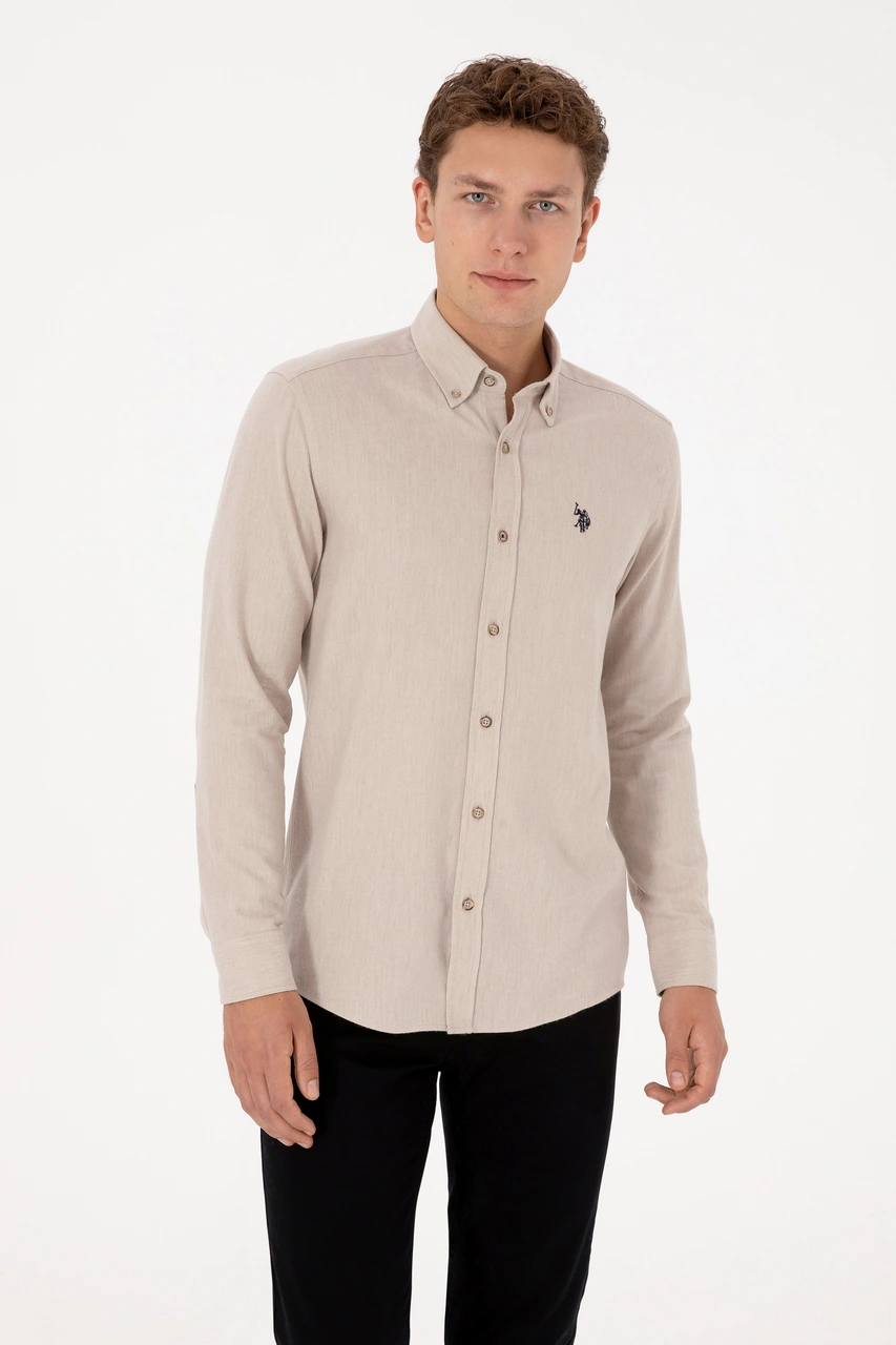 U.s. Polo Assn. Erkek Bej Gömlek Basic 50316721-vr011 Bej