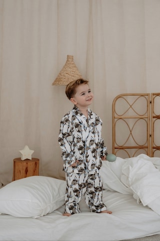 Panda Desenli Yaka Detaylı Çocuk Pijama Takım Mavi