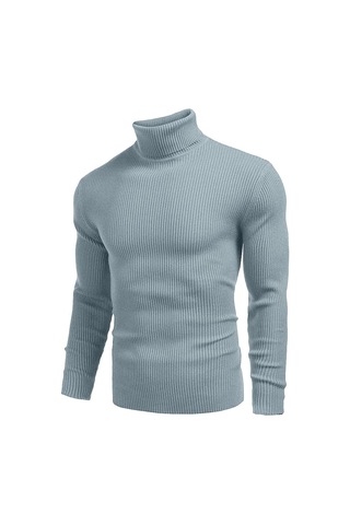 Polızeı Erkek Slim Fit Boğazlı Triko Kazak Esnek Dokulu Buz
