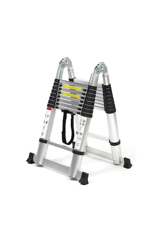 Cardilife 280 Cm+280 Cm -9+9 Basamaklı Alüminyum Teleskopik Merdiven - A Tipi Açılır Uzayan Merdiven 9+9 Basamaklı