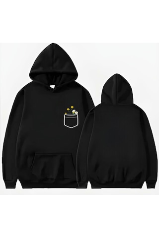 Startmore Cep Basklı Kapüşonlu Sweat Siyah