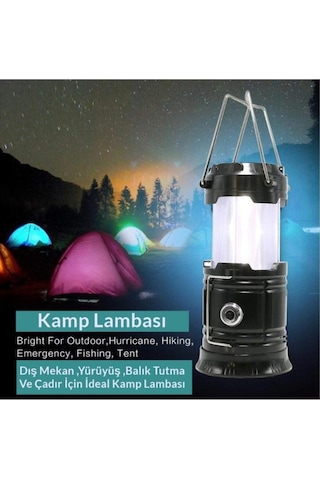 Calido Kamp Feneri Şarj Edilebilir Usb Li Ve Güneş Enerjili Işıldak Siyah - Gri
