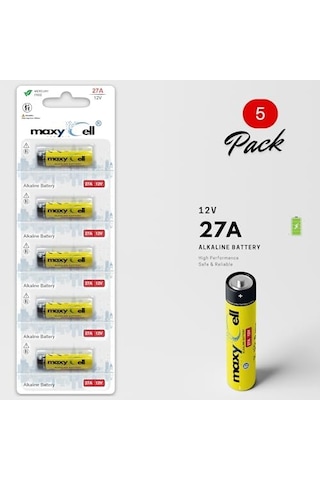Maxycell 5 Adet 27a Alkalin Piller 12v - Uzaktan Kumandalar, Garaj Kapısı Açıcıları, Anahtarlıklar, Alarmlar, Sızdırmaz Tasarım İçin Yüksek Kapasiteli Maxycell 5 Adet 27a Alkalin Piller 12v - Uzaktan Kumandalar, Garaj Kapısı Açıcıları, Anahtarlıklar, Alarmlar, Sızdırmaz Tasarım İçin Yüksek Kapasiteli