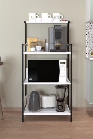 Mutfak Standı Espresso Makinesi Standı Kahve Köşesi Mutfak Rafı Endonezya Beyaz