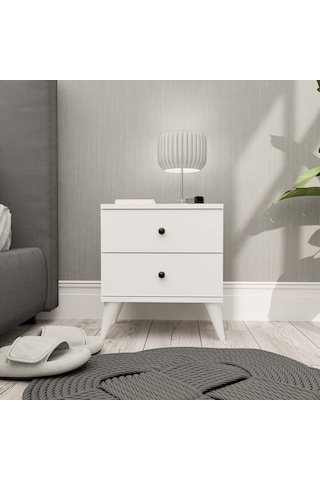 3720 Mona 2 Çekmeceli Komodin Beyaz