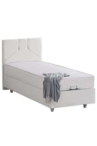 Wick Tek Kişilik Baza Başlık Letto Yatak Seti - Beyaz 90 x 190