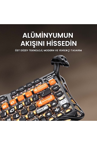 Gravastar Mercury K1 Pro Rgb Kablosuz Mekanik Gaming Klavye, Alüminyum Çerçeveli, İngilizce Q, Cyber