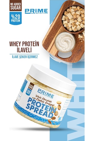 Prime Nutrition White Chocolate & Cookie Crispy Protein Spread 350 Gram Beyaz Çikolatalı & Kurabiye Parçacıklı Proteinli Krema
