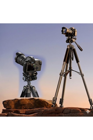 Coverzone Profesyonel Kamera Tripodu 360 Ent - Döner Kafa Hafif Ve Taşınabilir Karbon Çelik Ayaklı Fotoğraf Video Çekim Tripodu Dslr Aksiyon Kamera Uyumlu Vt-860s