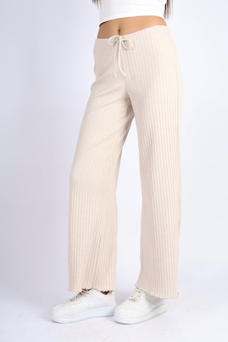 Soft&Basic Punta Raporlu Geniş Paça Bej Pantolon Bej